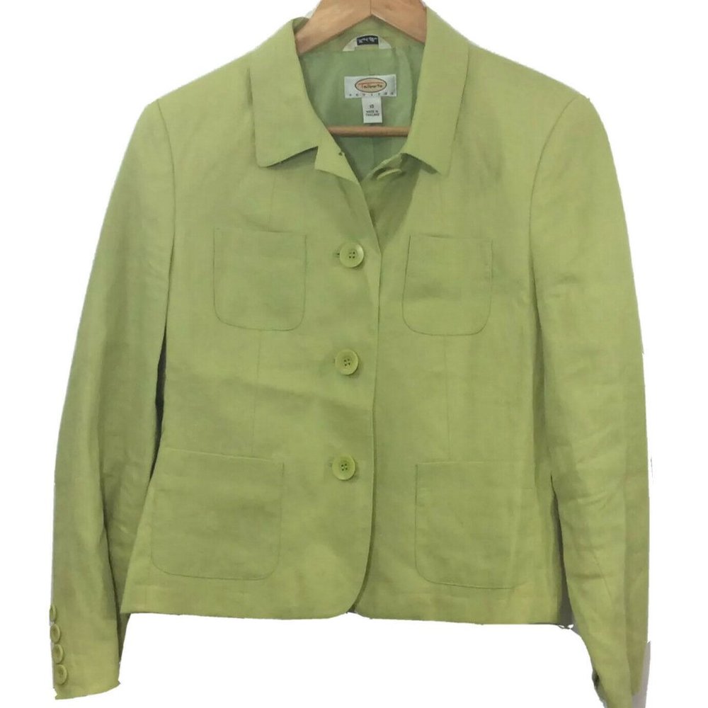 Talbots Womens Size 10 Petite Green Irish Linen